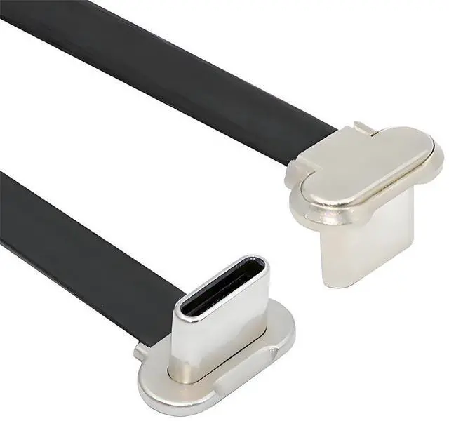 Main image of xiwai Angled Short USB-C Male to Male Charging Cord 15cm Ultra Slim Flat | 65W Fast Power,USB2.0 Data Cable 5.9 inch,for Laptop Tablet,Black