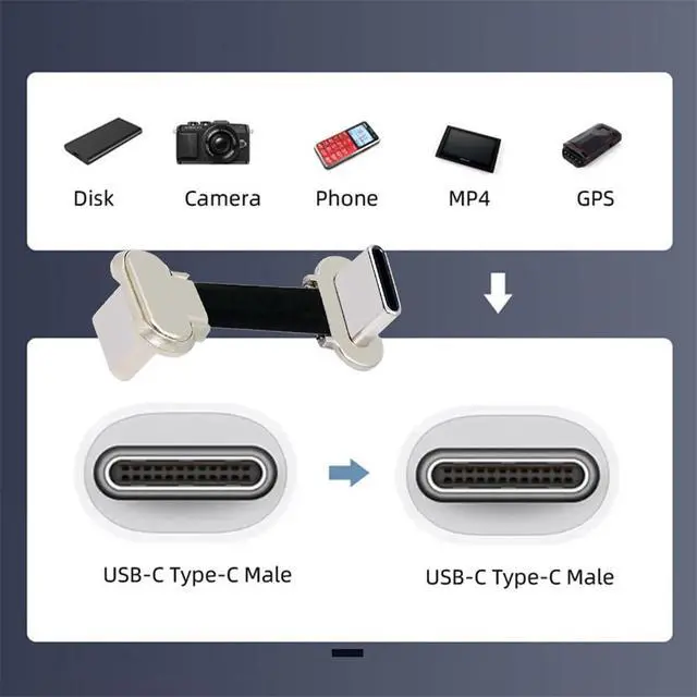 Alt view image 3 of 7 - xiwai Angled Short USB-C Male to Male Ultra Slim Flat Fast Charging Cord USB2.0 Data Cable 65W Power for Laptop Tablet 0.79inch/2cm Black