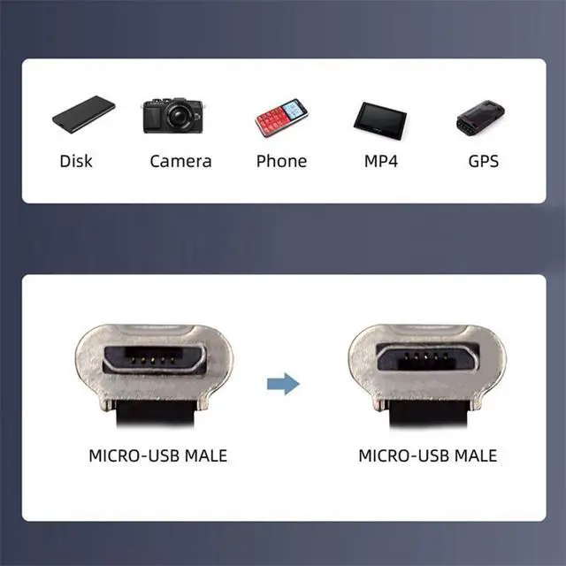 Alt view image 7 of 7 - xiwai 90 Degree Micro USB Male to Male 5Pin Slim Flat Charging Cable 16cm | Down to Up Angle Connector,for Phone Tablet Camera,5V 2A power,USB2.0 480Mbps Data