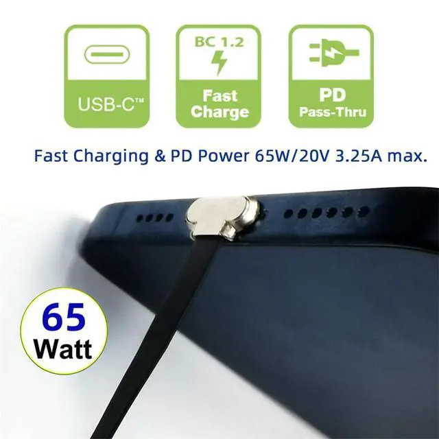 Alt view image 2 of 7 - xiwai Short USB2.0 Data Cable 7.87in Ultra Slim Flat USB-C Type C to USB-C Power Dual Angled Connector 65W Fast Charge for Laptop Tablet Phone 20cm Silver Plug