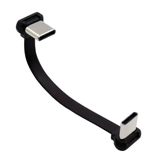 Alt view image 2 of 7 - xiwai Short USB2.0 Data Cable 2.76in Ultra Slim Flat USB-C Type C to USB-C Power Angled Connector 65W Fast Charge for Laptop Tablet Phone