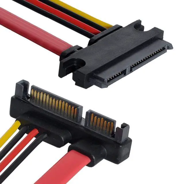 Alt view image 7 of 7 - xiwai Down Angled SATA III 3.0 7+15 22 Pin SATA Male to Female Data Power Extension Cable 30cm