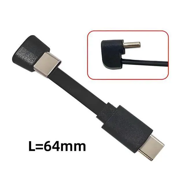 Alt view image 2 of 7 - xiwai USB-C Ultra Slim Flat Type-C Male to Female Extension Power USB2.0 Data Cable Opposite U Shape Back Angled 65W Fast Charge for Laptop Tablet Phone