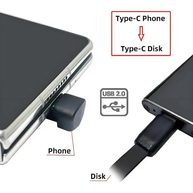 Alt view image 5 of 7 - xiwai USB-C Ultra Slim Flat Type-C Male to Female Extension Power USB2.0 Data Cable Opposite U Shape Back Angled 65W Fast Charge for Laptop Tablet Phone