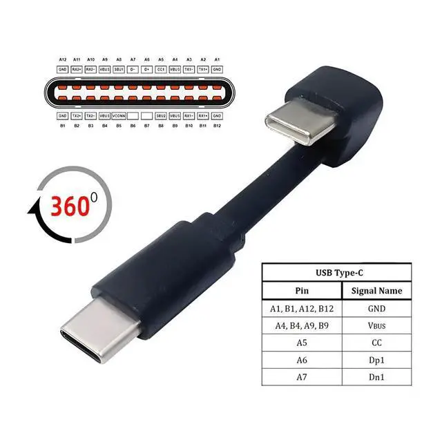 Alt view image 6 of 7 - xiwai USB-C Ultra Slim Flat Type-C Male to Female Extension Power USB2.0 Data Cable Opposite U Shape Back Angled 65W Fast Charge for Laptop Tablet Phone