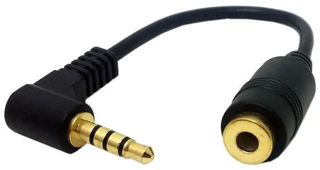 Alt view image 3 of 7 - HDMIHOME 90 Degree Right Angled 3.5mm 3poles Audio Stereo Male to Female Extension Cable 10cm Black