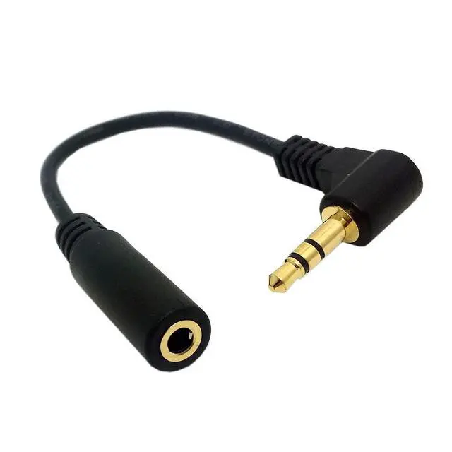 Alt view image 4 of 7 - HDMIHOME 90 Degree Right Angled 3.5mm 3poles Audio Stereo Male to Female Extension Cable 10cm Black