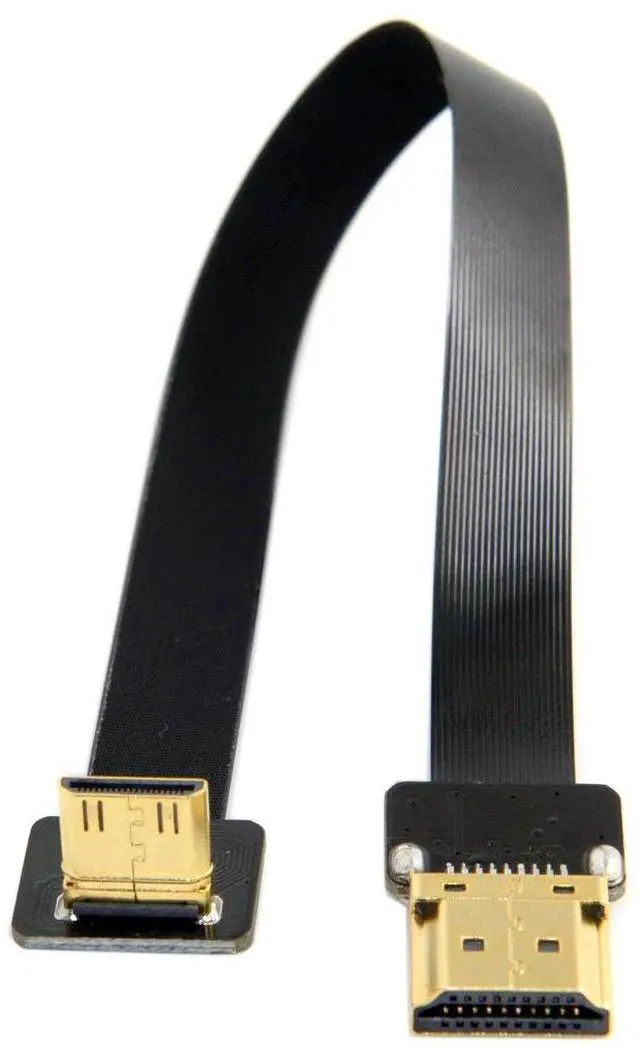 Alt view image 2 of 6 - JSER CYFPV 90 Degree Up Angled FPV Mini HDMI Male to HDMI Male FPC Flat Cable 20cm Compatible for FPV HDTV Multicopter Aerial Photography