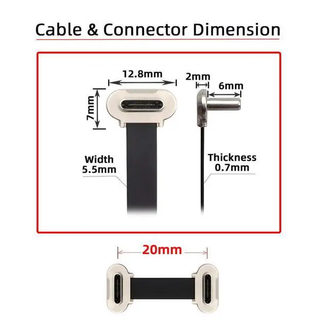 Alt view image 2 of 7 - xiwai Short USB2.0 Data Cable 2cm Portable Ultra Slim Flat USB-C Angled | Type C Connector Power 65W Fast Charge for Phone Tablet Laptop
