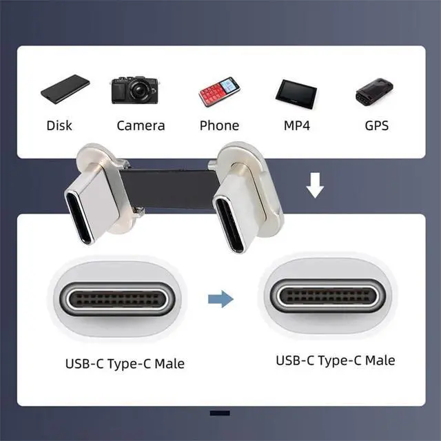 Alt view image 4 of 7 - xiwai Short USB2.0 Data Cable 2cm Portable Ultra Slim Flat USB-C Angled | Type C Connector Power 65W Fast Charge for Phone Tablet Laptop