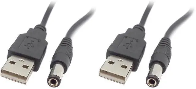 Main image of JSER USB 2.0 A Type Male to 5.5 x 2.5mm DC 5V Power Plug Barrel Connector Charge Cable 3ft (Pack of 2)