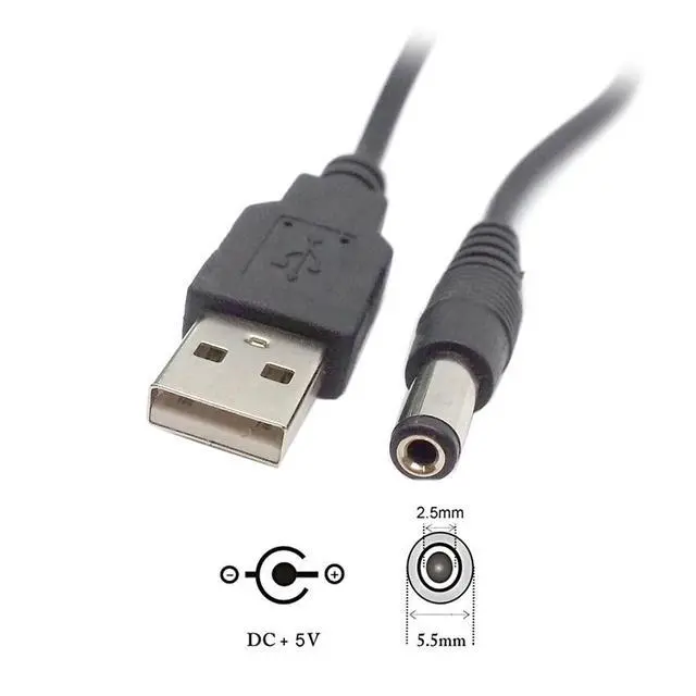 Alt view image 2 of 7 - JSER USB 2.0 A Type Male to 5.5 x 2.5mm DC 5V Power Plug Barrel Connector Charge Cable 3ft (Pack of 2)