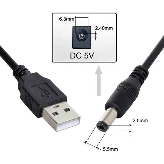 Alt view image 3 of 7 - JSER USB 2.0 A Type Male to 5.5 x 2.5mm DC 5V Power Plug Barrel Connector Charge Cable 3ft (Pack of 2)