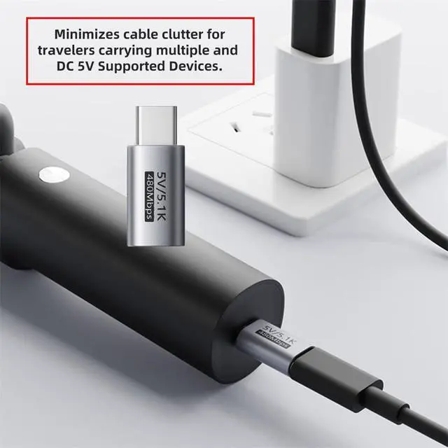 Alt view image 6 of 7 - xiwai 5pcs/lot PD Function Blocker Type-C Male to USB-C Female with 5.1K Resistor DC5V Protect Extension Adapter Only for Power Charge