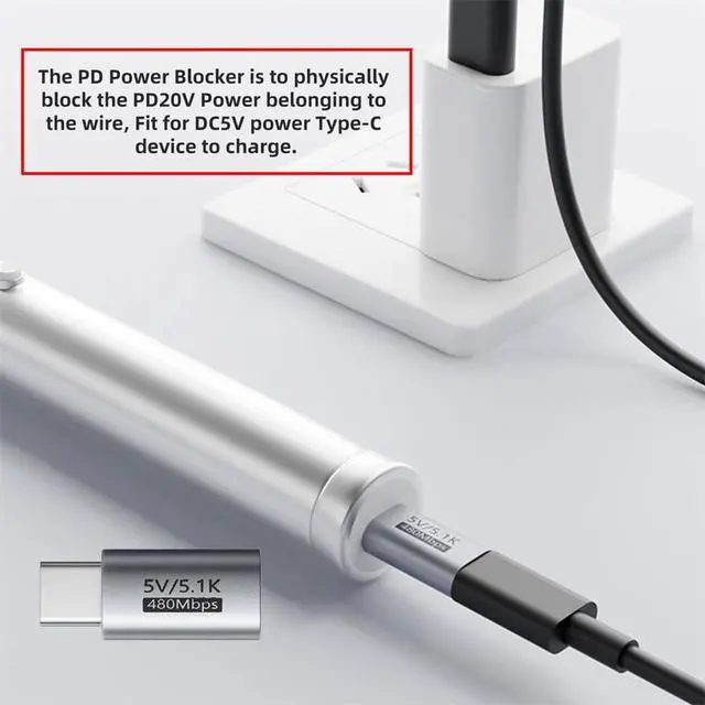 Alt view image 7 of 7 - xiwai 5pcs/lot PD Function Blocker Type-C Male to USB-C Female with 5.1K Resistor DC5V Protect Extension Adapter Only for Power Charge