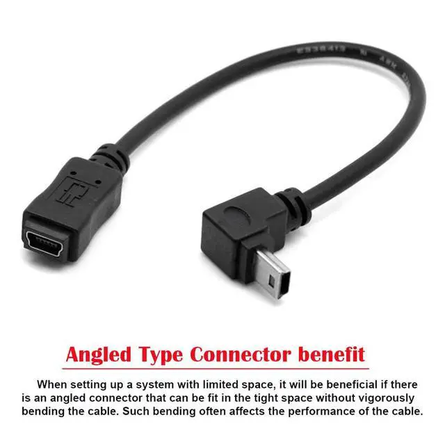 Alt view image 5 of 7 - xiwai Mini B USB 5Pin Male to Female Extension Cable Type B 90 Degree Down Angle Charger Cord 20cm for GPS Camera