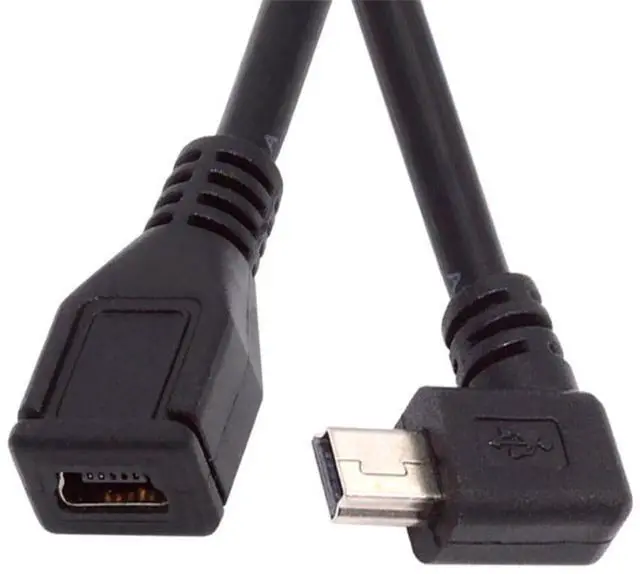 Main image of xiwai Mini B USB 5Pin Male to Female Extension Cable Type B 90 Degree Left Angle Charger Cord 30cm for GPS Camera