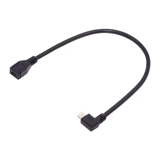 Alt view image 2 of 7 - xiwai Mini B USB 5Pin Male to Female Extension Cable Type B 90 Degree Left Angle Charger Cord 30cm for GPS Camera