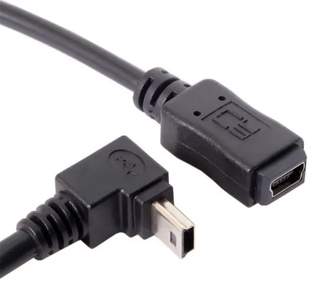 Main image of xiwai Mini B USB 5Pin Male to Female Extension Cable Type B 90 Degree Down Angle Charger Cord 20cm for GPS Camera