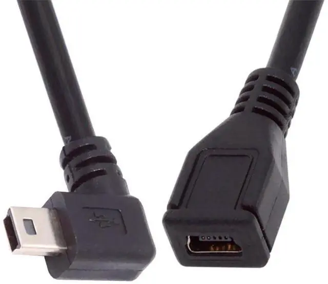 Main image of xiwai Mini B USB 5Pin Male to Female Extension Cable Type B 90 Degree Right Angle Charger Cord 30cm for GPS Camera