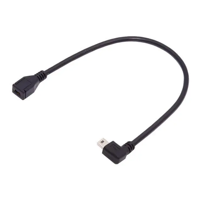 Alt view image 2 of 7 - xiwai Mini B USB 5Pin Male to Female Extension Cable Type B 90 Degree Right Angle Charger Cord 30cm for GPS Camera