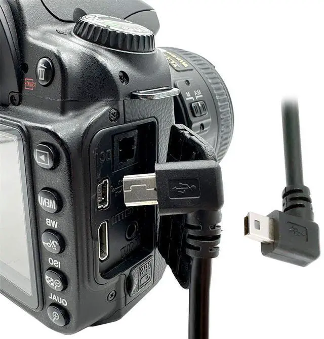 Alt view image 3 of 7 - xiwai Mini B USB 5Pin Male to Female Extension Cable Type B 90 Degree Right Angle Charger Cord 30cm for GPS Camera