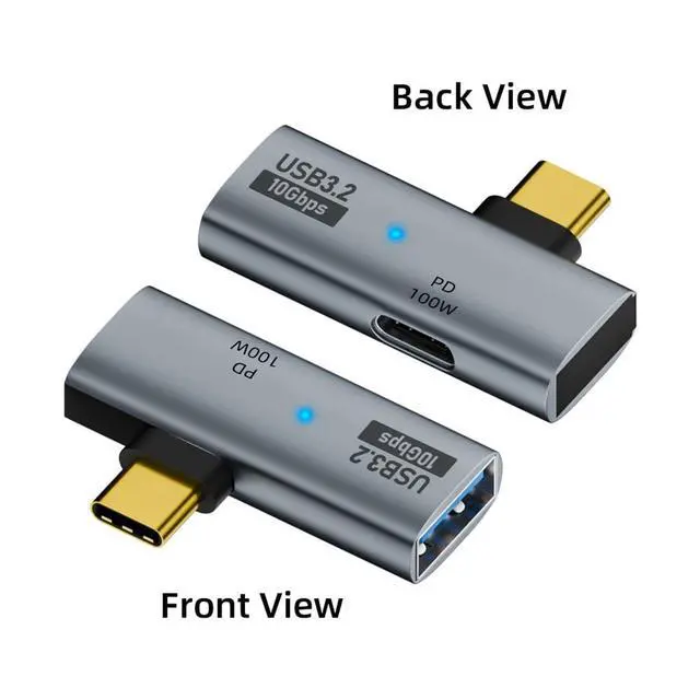 Alt view image 2 of 7 - xiwai 2-in-1 USB-C Type-C to USB 3.0 Female Power Adapter with 100W Charging Port 10Gbps OTG Converter Laptop Tablet Phone