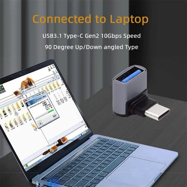 Alt view image 6 of 7 - xiwai Up Down Angled USB-C Type-C to USB 3.0 Female OTG Adapter 90 Degree for Laptop Tablet Phone