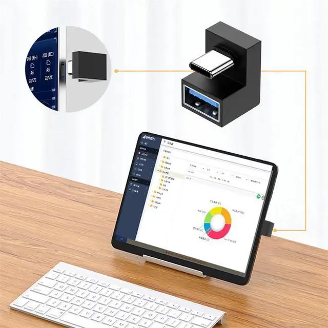 Alt view image 5 of 7 - xiwai 180 Degree Up & Down Angled Type-C USB-C OTG to USB 3.0 Female Extension Adapter for Cell Phone & Tablet