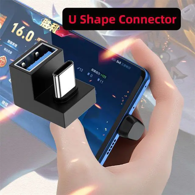 Alt view image 7 of 7 - xiwai 180 Degree Up & Down Angled Type-C USB-C OTG to USB 3.0 Female Extension Adapter for Cell Phone & Tablet