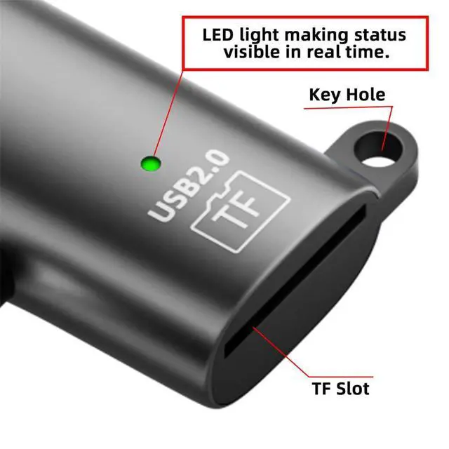 Alt view image 6 of 7 - xiwai Type-C to TF Micro-SD T-Flash OTG Card Reader Adapter for Laptop | with 100W PD Power 480Mbps Data, Portable Key Chain USB-C Connector Suitable for Phone Tablet