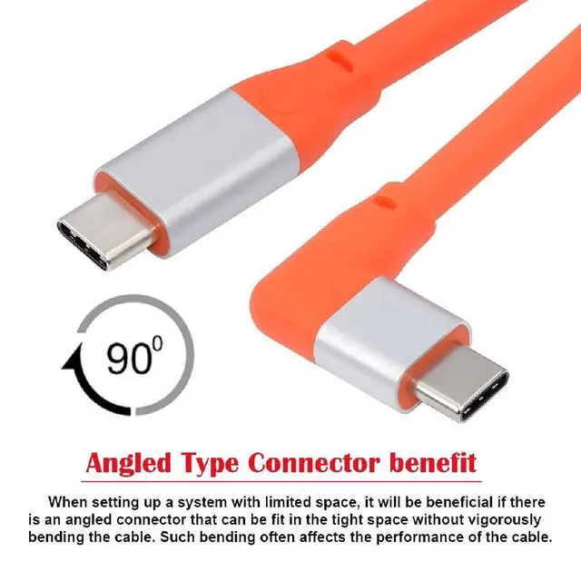Alt view image 7 of 7 - xiwai XiwaiUSB3.2 20Gbps Male to Male 90 Degree Left Right Angled Charging Cable Ultra Soft High Flex 100W 8K 5K 4K USB4.0 Hyper Super Flexible Cord 50cm