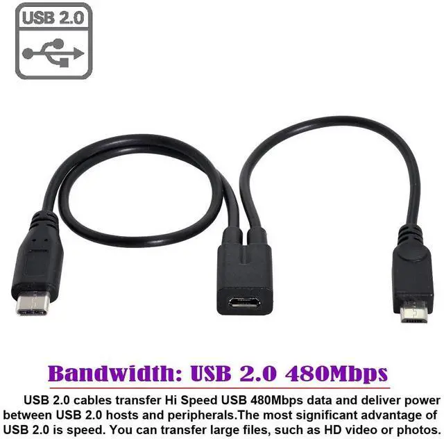 Alt view image 7 of 7 - chenyang Micro USB Y Splitter Cable,Micro USB 1 to 2 USB C/Micro USB Charging Extension Cable Supports Charging Two Devices at The Same Time