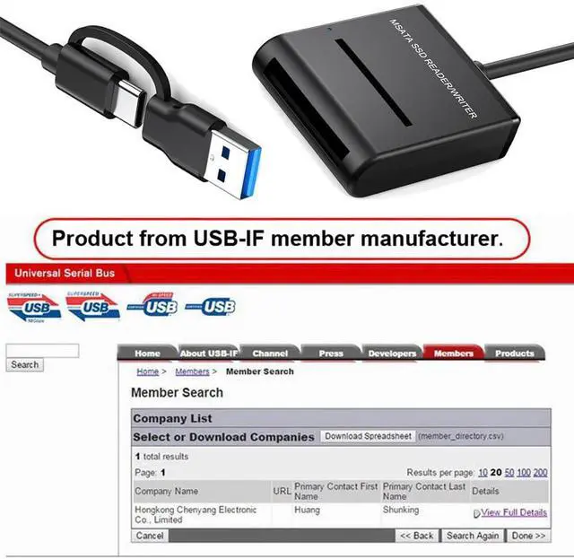 Alt view image 5 of 7 - xiwai USB 3.0 Type-A USB-C Type-C Dual Connector to MSATA SSD Docking Enclosure Aluminum External Adapter Cable 5Gbps