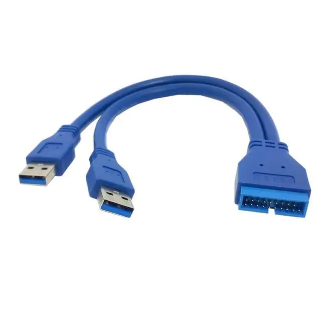 Alt view image 6 of 7 - JSER Dual Port USB 3.0 A Male to 20 Pin Male Motherboard Extension Cable Adapter 5Gbps