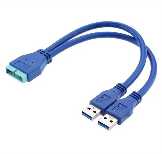 Alt view image 7 of 7 - JSER Dual Port USB 3.0 A Male to 20 Pin Male Motherboard Extension Cable Adapter 5Gbps