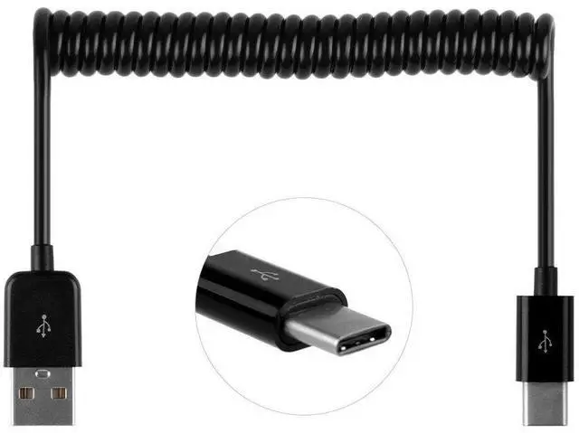 Main image of JSER Stretch USB-C 3.1 Male to Standard USB 2.0 A Male Data Cable 480Mbps Black 100cm Compatible for Phone