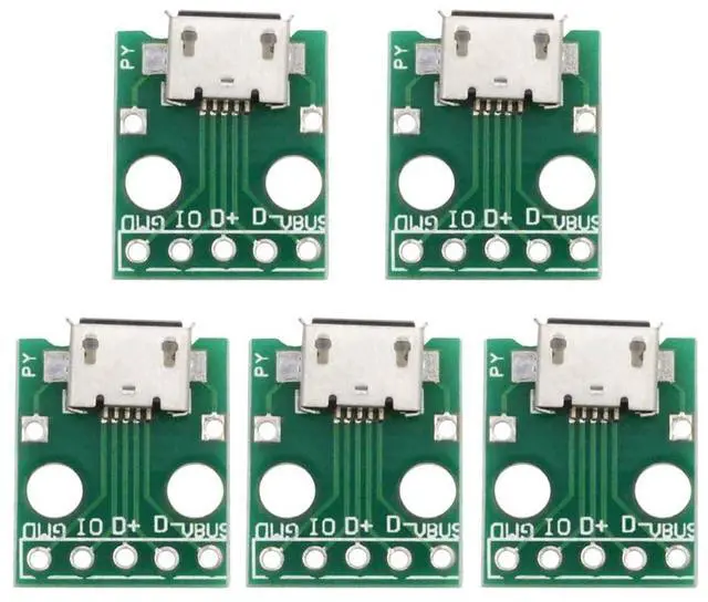 Main image of xiwai 5pcs USB2.0 Micro-B Female Receptacle Socket Connector DIY OEM with Flange PCB Board Mounting Assembly Solder Type 480Mbps