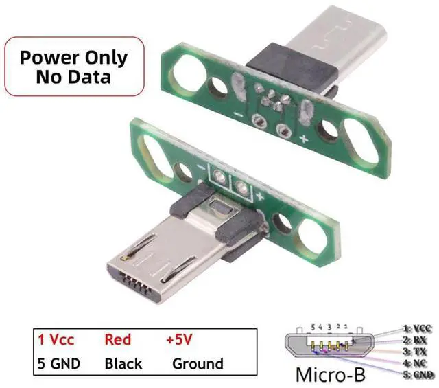 Alt view image 2 of 7 - xiwai 5pcs Micro USB2.0 Male Plug Long Connector DIY OEM 13mm Length with PCB Board Mounting Assembly Solder Type