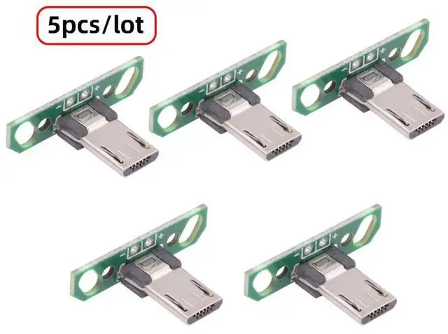 Alt view image 3 of 7 - xiwai 5pcs Micro USB2.0 Male Plug Long Connector DIY OEM 13mm Length with PCB Board Mounting Assembly Solder Type