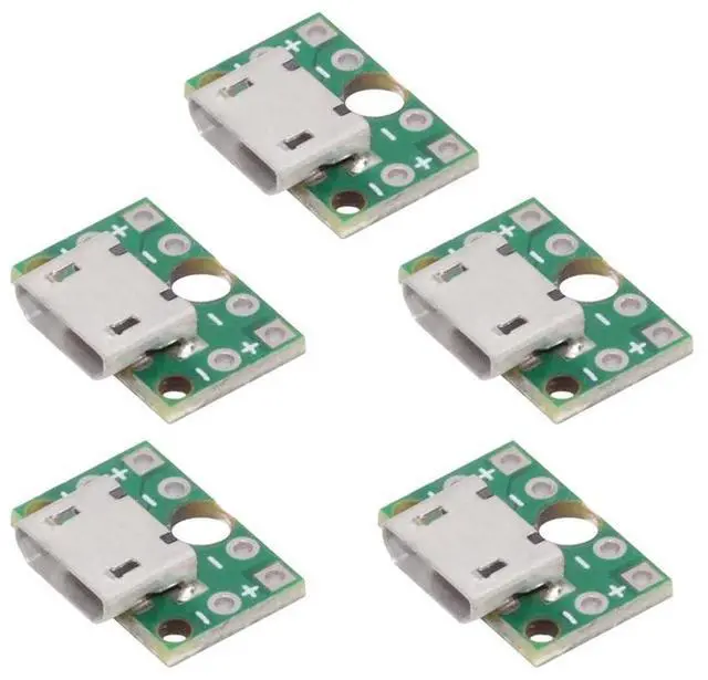 Main image of xiwai 5pcs USB2.0 Micro-B Female Receptacle Socket Connector DIY OEM with PCB Board Mounting Assembly Solder Type 480Mbps