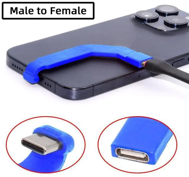 Alt view image 7 of 7 - xiwai Angled 360 Degree Type-C Fast Charge Male to USB-C Female Extension Ultra Slim Data Flat Cable Connector Protector 65W for Tablet Phone
