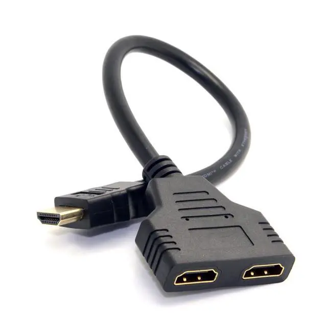 Alt view image 2 of 7 - xiwai HDMI 1 in 2 Out Splitter Male to Dual Female Adapter Cable 1 to 2 Way Switch Extension Cord for PC, HDTV, Laptop 1080P