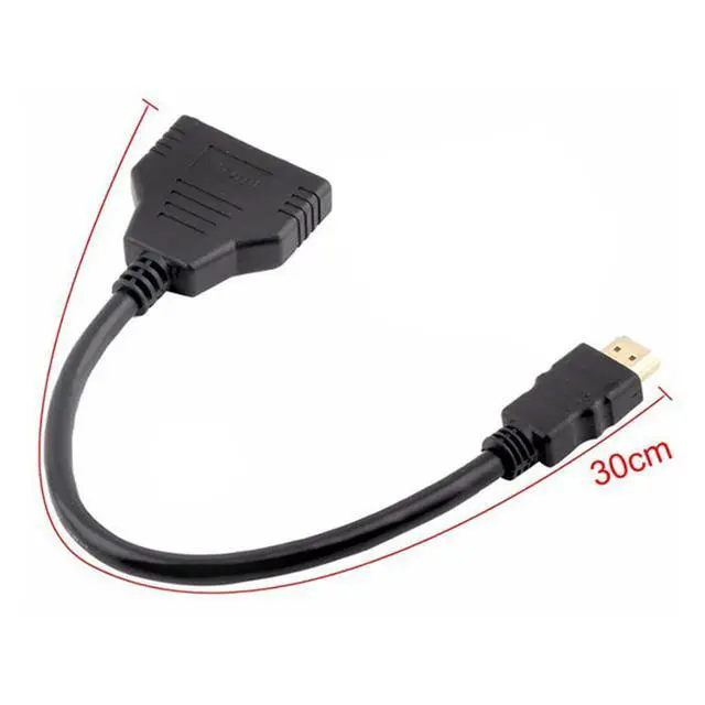 Alt view image 3 of 7 - xiwai HDMI 1 in 2 Out Splitter Male to Dual Female Adapter Cable 1 to 2 Way Switch Extension Cord for PC, HDTV, Laptop 1080P