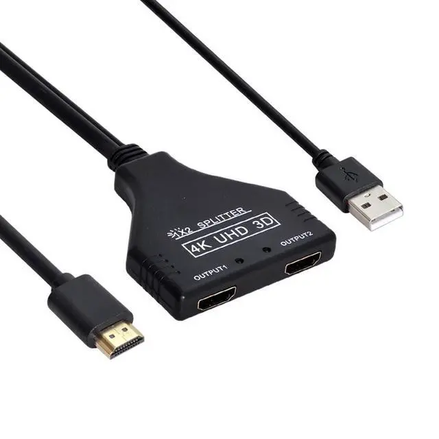 Alt view image 3 of 6 - xiwai HDMI-Compatible 1.3 to Dual Female Splitter Switch Extension Adapter Cable with Power for HDTV Laptop 1080P