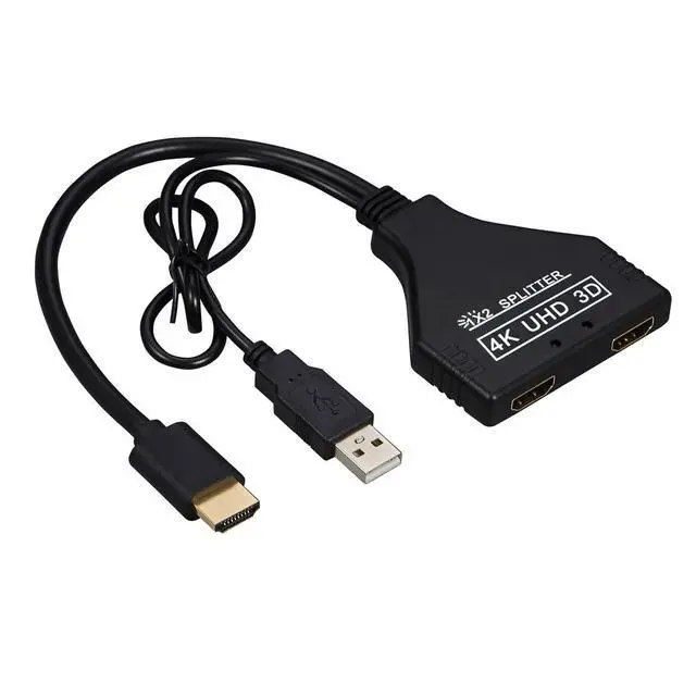 Alt view image 4 of 6 - xiwai HDMI-Compatible 1.3 to Dual Female Splitter Switch Extension Adapter Cable with Power for HDTV Laptop 1080P