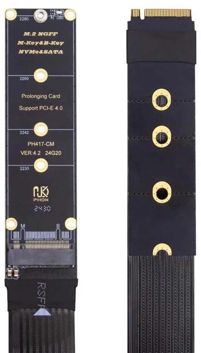 Main image of xiwai NGFF M-Key NVME SSD Extender Card with PCI-E 4.0 Flexible PCI Express Extension Cable 30cm Riser Adapter for Mainboard SSD 2230/2242/2260/2280