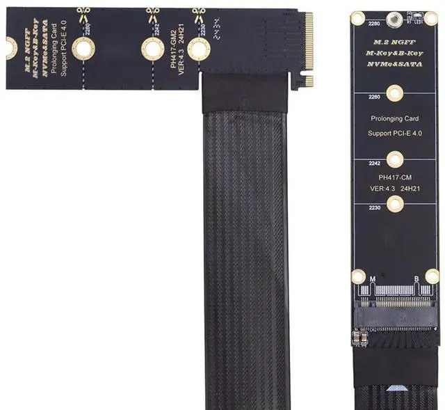 Main image of xiwai NGFF M-Key NVME SSD Extender Card with PCI-E 4.0 Flexible Express Extension Cable 30cm Right Angled Type 90 Degree Riser Adapter for Mainboard SSD 2230/2242/2260/2280