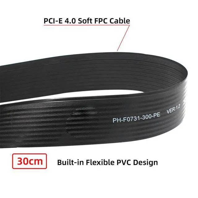 Alt view image 2 of 7 - PCI-E 4.0 NVME NGFF M-Key Male to Female Extension 30cm Right Angled Type PCI Express Cable for Mainboard
