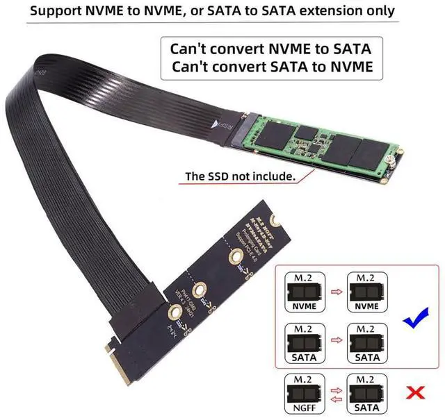 Alt view image 4 of 7 - PCI-E 4.0 NVME NGFF M-Key Male to Female Extension 30cm Right Angled Type PCI Express Cable for Mainboard